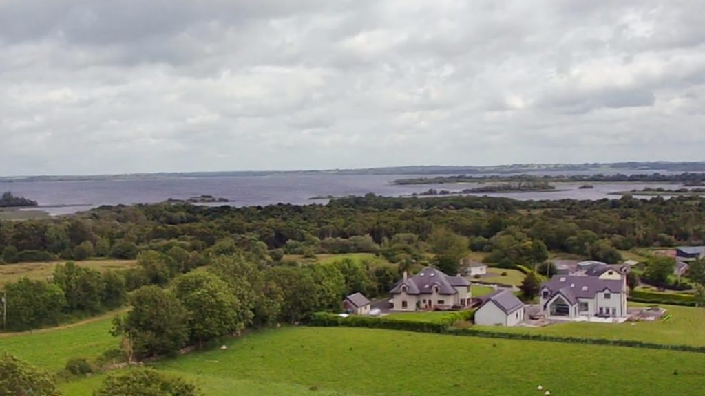 Aerial view of homes and countryside in Co. Roscommon